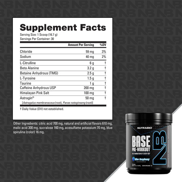 NUTRABIO - BASE PRE-WORKOUT 500 G - Blue raspberry (30 s) - Imagen 2