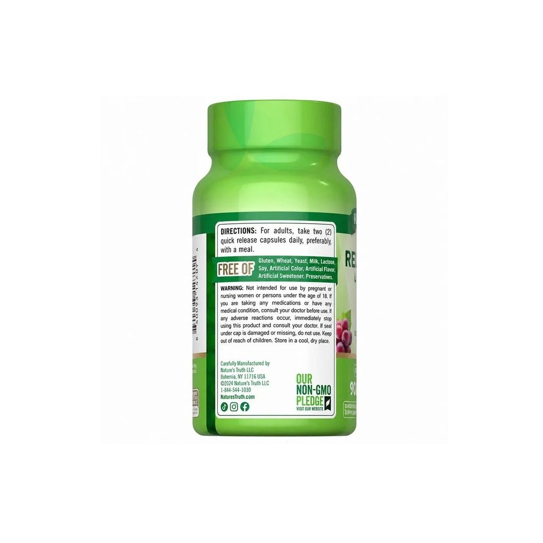 NATURE's TRUTH - ULTRA RESVERATROL ANTIOXIDANT COMPLEX 1200 MG - 90 CAPS - Imagen 2